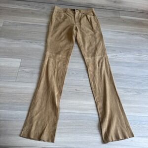 Vintage Ralph Lauren Sport‎ Women's Brown Tan Suede Leather Pants Sz 6 Mint Cond